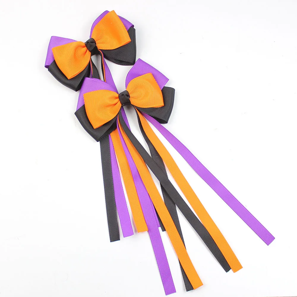 Back to School Mardi Gras Bows Purple Gold and Green bows for girl kids Ribbon hair accessories