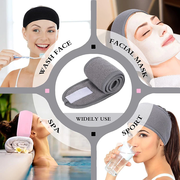 Custom Logo Terry Cloth Hairbands Facial Makeup Washing Face Headband Skin Care Beauty Salon Spa Headband For Girls