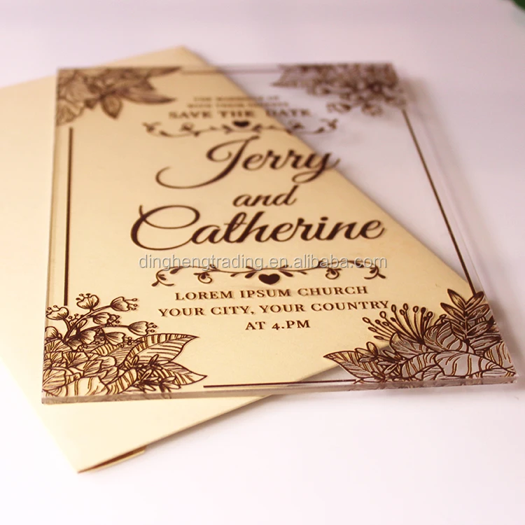 UV Printing Clear Acrylic Wedding Cards Luxury Invitations Design