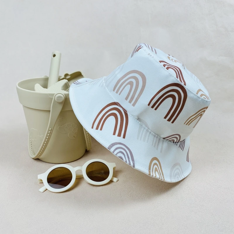 Breathable Canvas Baby Sun Hat Cute Colorful Pattern Fisherman Hat Toddler Kids Summer Bucket Hat