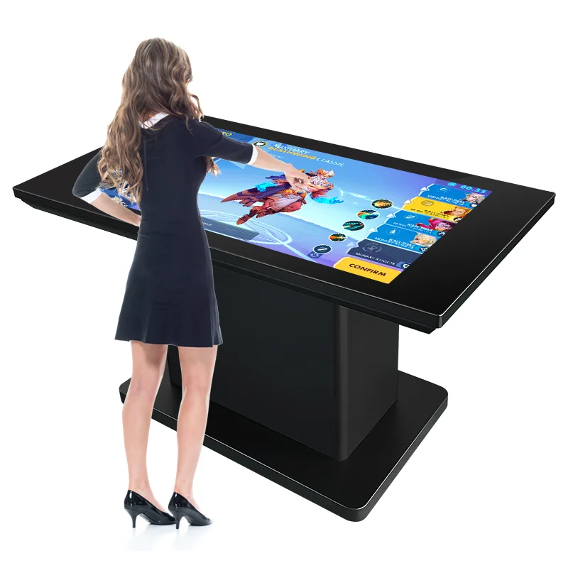 Hotel Restaurant Table Tactile Wireless Charging Android or Windows Smart Interactive Multi intelligent Touch Screen Table