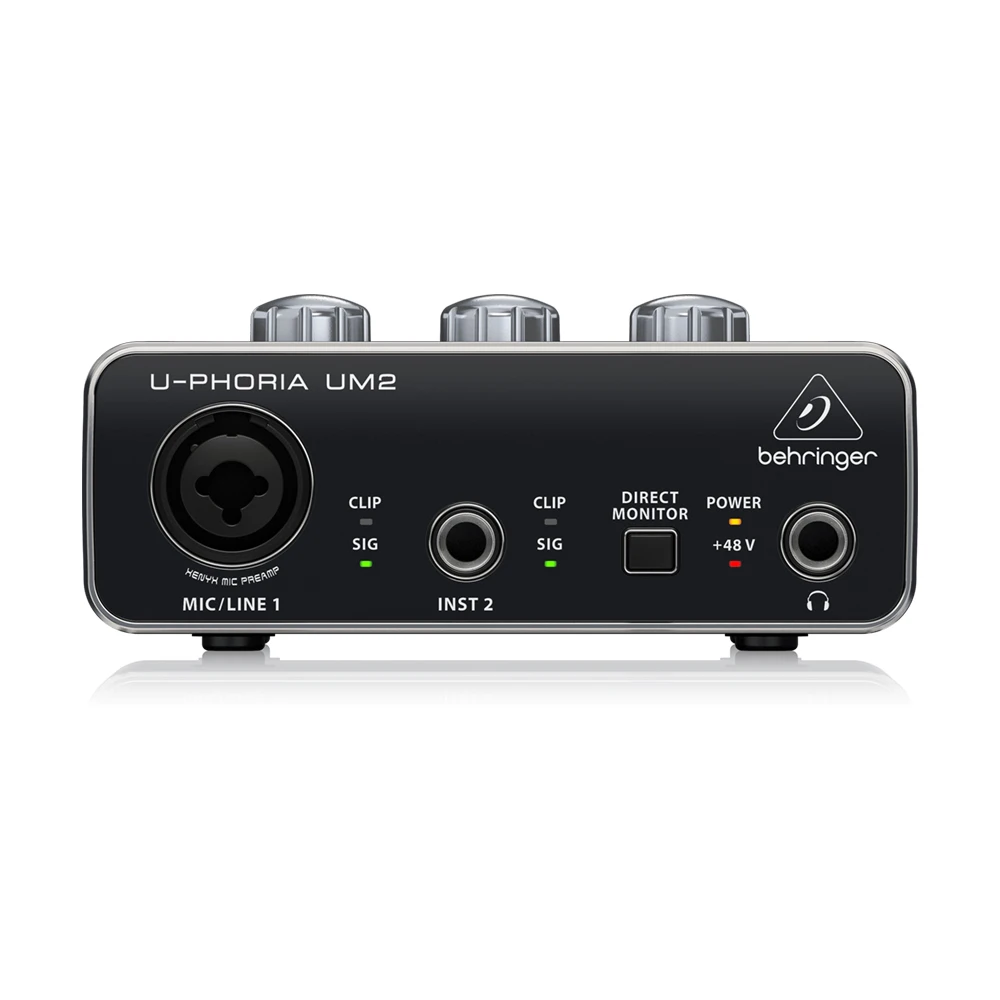 Behringer U-Phoria UM2 Studio Sound Card 2-Channel USB Audio Interface With 1 XENYX Preamp Pa System Music Equipment