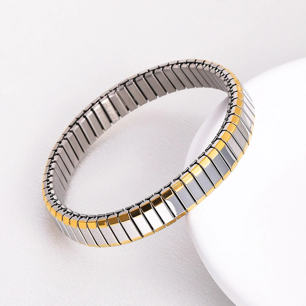 2024 Fashion Jewelry Stainless Steel Elastic Bracelet Flexible Wide Stretch Wristband Bangle Bracelets