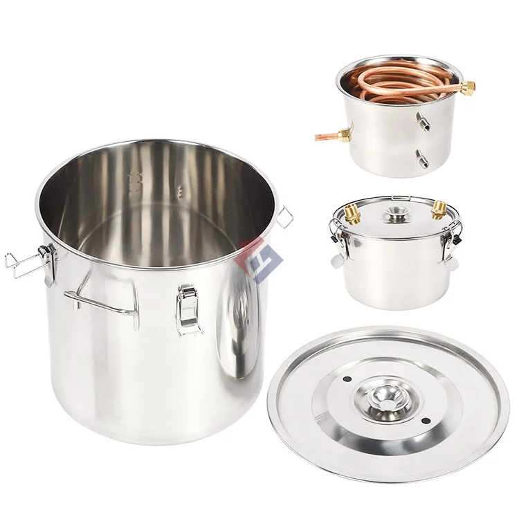 Alcohol Distillation Still Spirits Kit Water Copper Tube Boiler Home Brewing set Stainless Steel