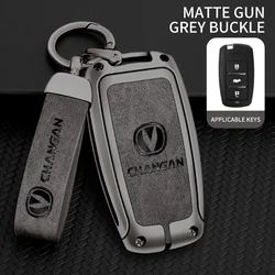 Remote Zinc Alloy Leather Car Key Case Cover For Changan Eado CS35 Raeton CS15 V3 V5 V7 Keyless Holder Protector Accessories