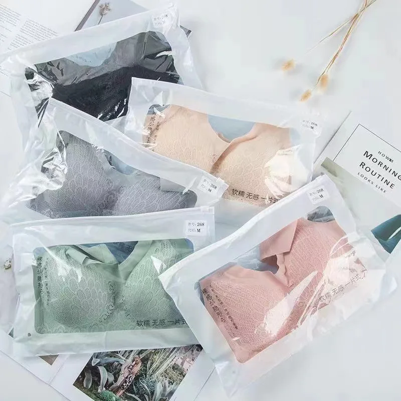 Wire Free Underwear Gather Sleep Bra Latex Bar Women Underwear Lace Bra Seamless Underwear Back