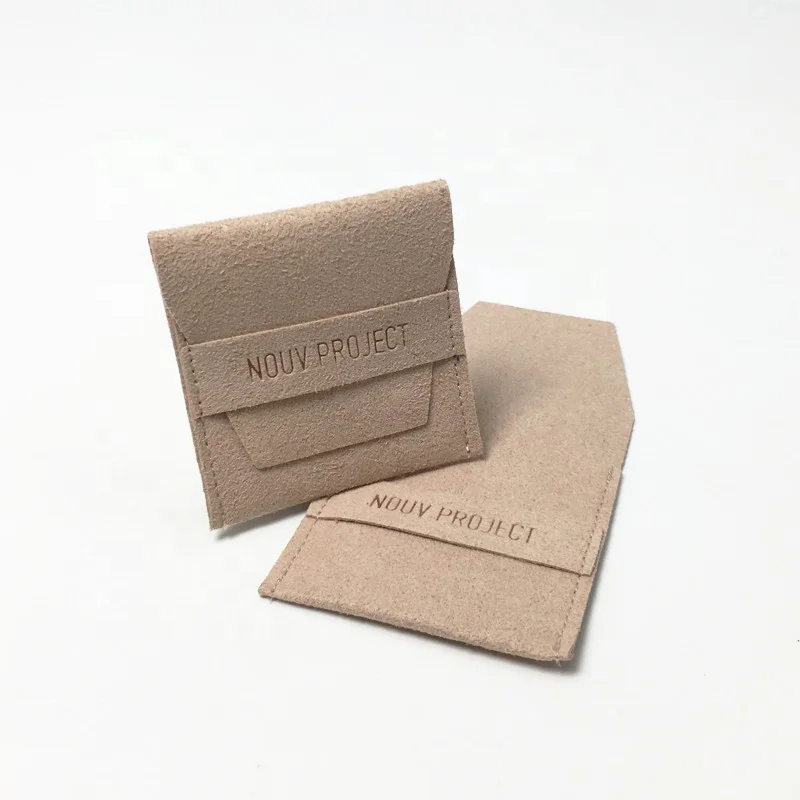 Custom Logo Printed Personalized Luxury Jewelry Packaging Bags Envelope Microfiber Jewelry Pouch