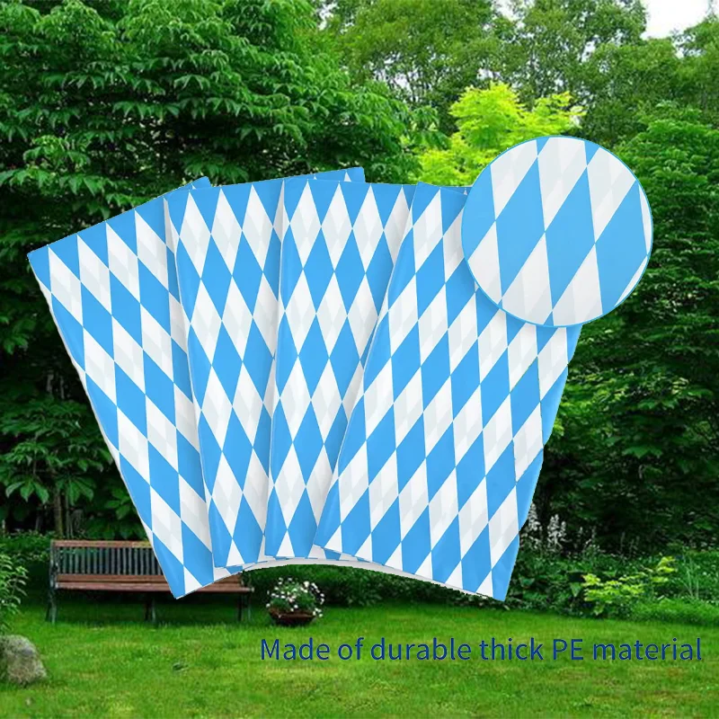 Custom Oktoberfest Blue and White Checkered Table Flag Triangle String Flag