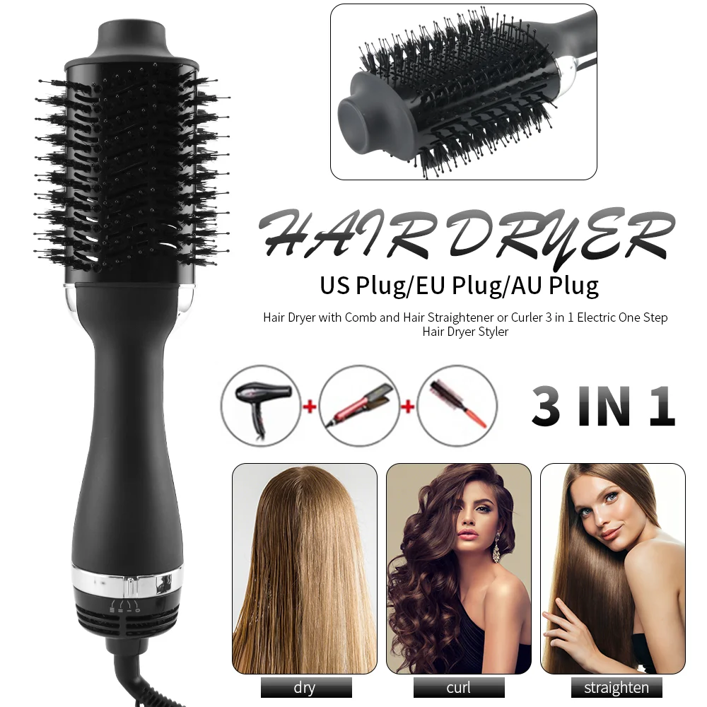 PRITECH Negative Ionic Blow Dryer Brush Straightening Professional Brush Hair Dryers Hot Air Brush