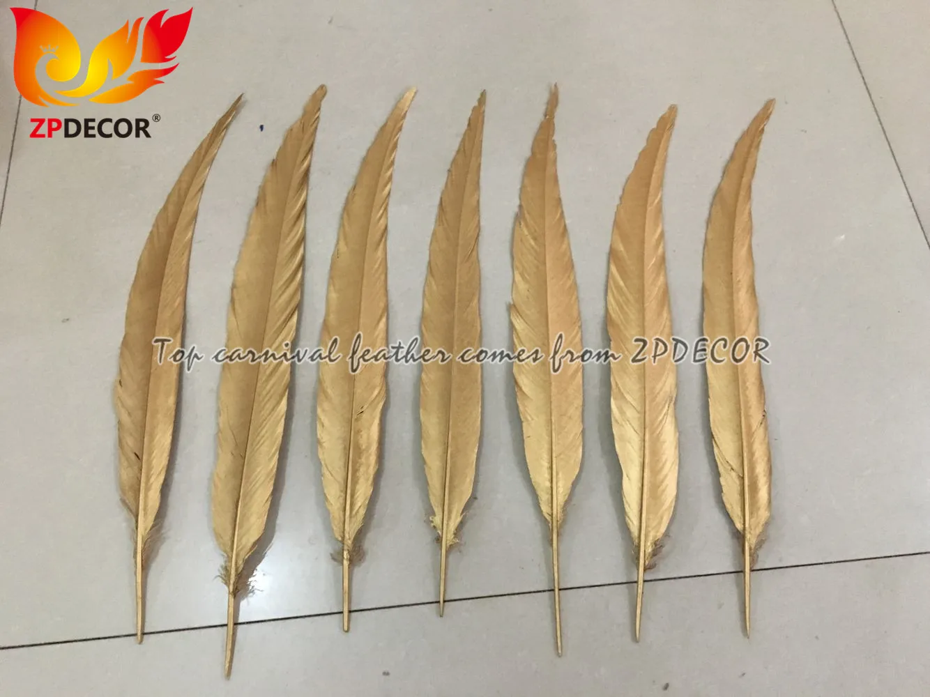 ZPDECOR Real Shipping Wholesale 50-55 cm Metallic Golden Silver Pheasant Tail Feathers for Samba Carnival Costumes