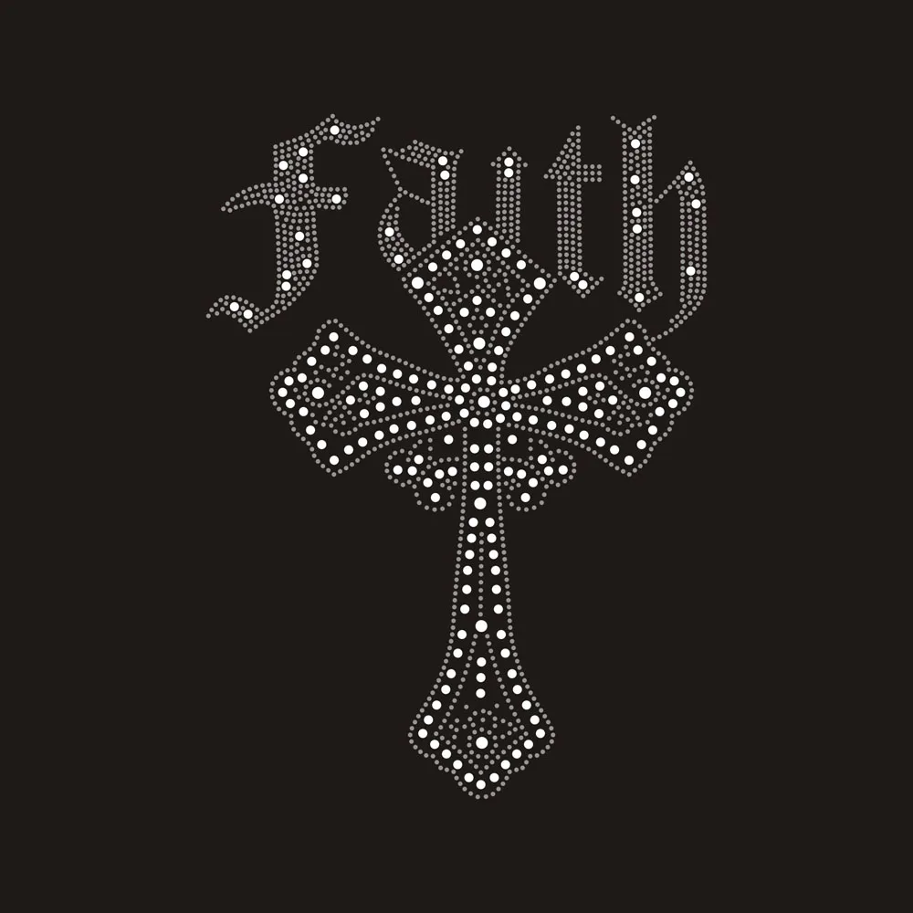 Bling Iron On Transfer Cross Rhinestone Designs Heat Transfer Rhinestone Patch For Clothing