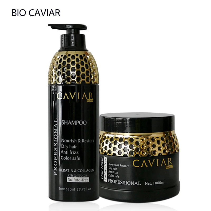 Deep Nourish Black Caviar  Hair Mask  Anti Hair Loss Hair Shampoo Conditioner Set Sulfate-free 1L