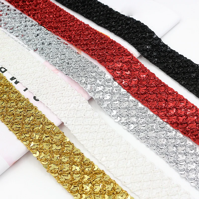 35mm black sewing braided fabric lace for dress metallic tatting trimming diy stage dancewear beaded sequined webbing lace trim
