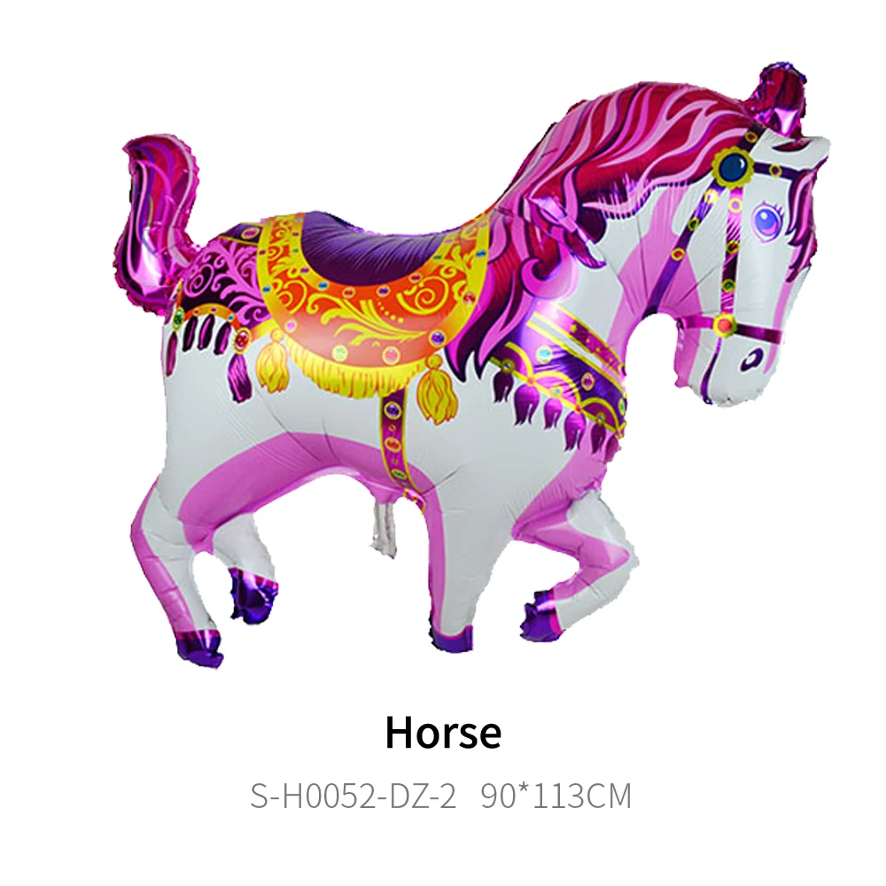 CYmylar helium animal Horse balloons Magic Carousel foil balloon decoration for the First Birthday Party.