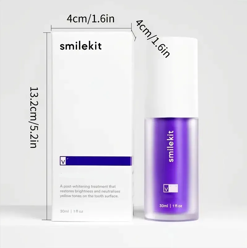 smilekit purple color toothpaste 30ml Purple Color Serum Whitening Teeth Remove Stain Formula can do private logo