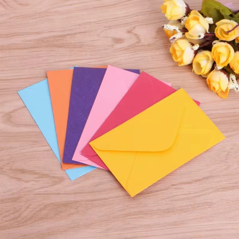 Wholesale Custom 50Pcs Colorful New Retro Blank Mini Paper Envelopes Set for Wedding Party Invitation Greeting Cards