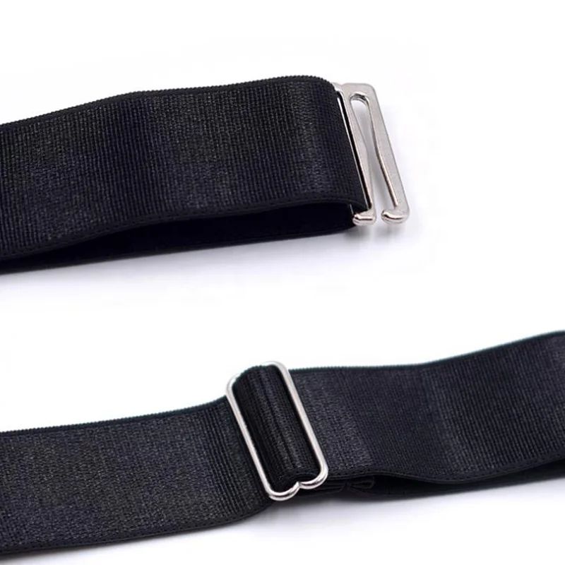 wholesale custom mens black nylon non-slip shirt stays holder garter belt suspenders