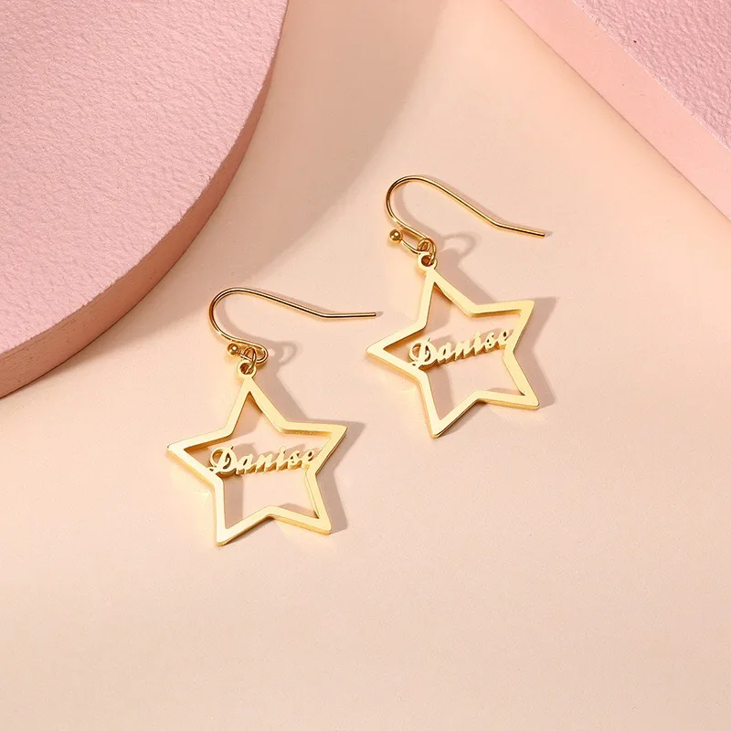 Горячая продажа ювелирные изделия оптом модные 18K звезды большие крючки серьги из нержавеющей стали