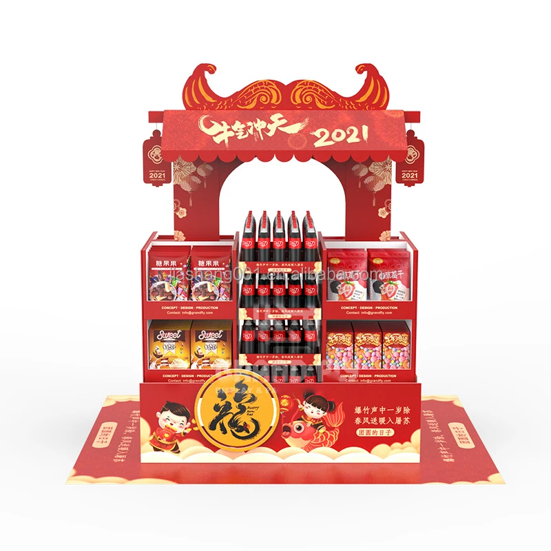 Factory Manufacturer POS Display Stand Cardboard Floor Display Paper Promotion Tower Products Display Shelves At Supermarket