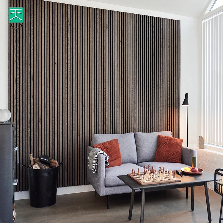 TianGe Akupanel Soundproof Polyester Oak Akoestische Panelen Mdf Slat Wooden Acoustic Panel for Classroom