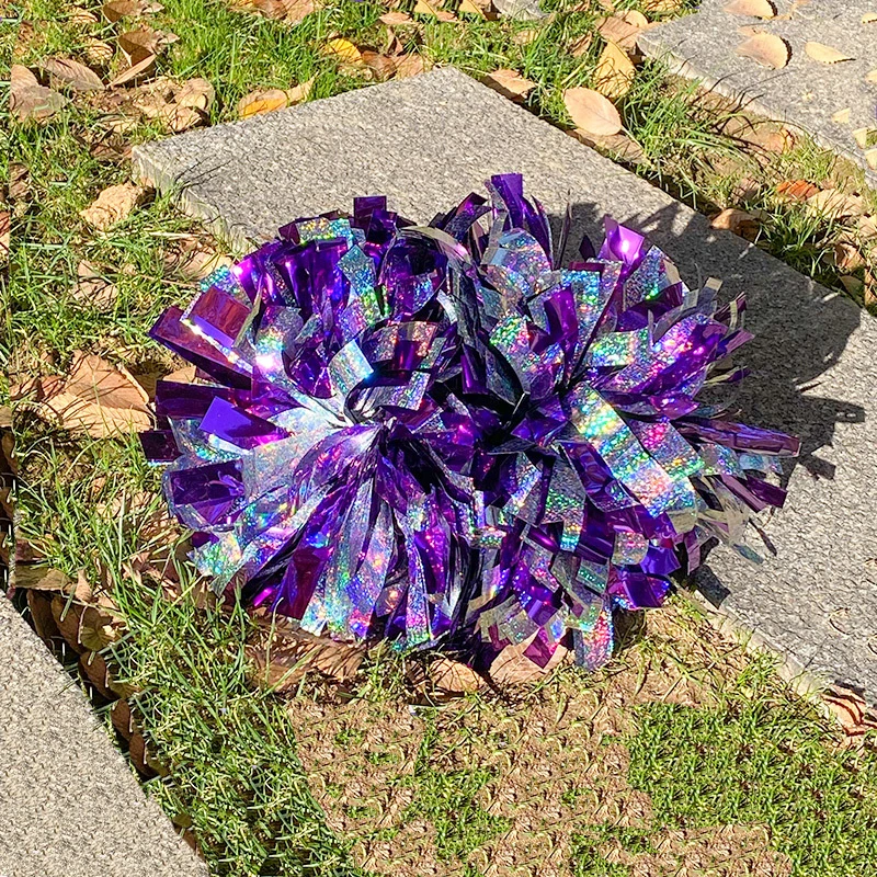 wholesale custom 4 6 inch cheer glitter pom holographic mix metallic solid color cheerleading pom poms