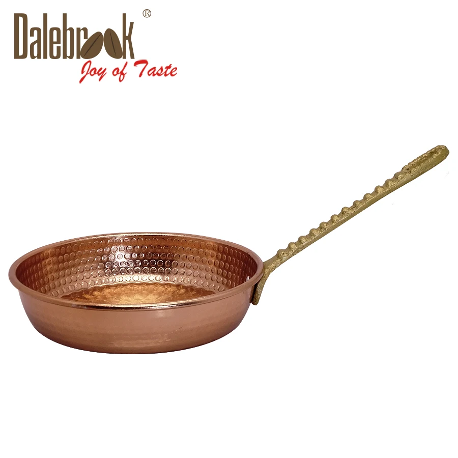 
Dalebrook Turkish Arabic Greek Hand Hammered 14cm Brass Copper Plated Cookware Classic Cooking Frying Pan With Golden Handle 