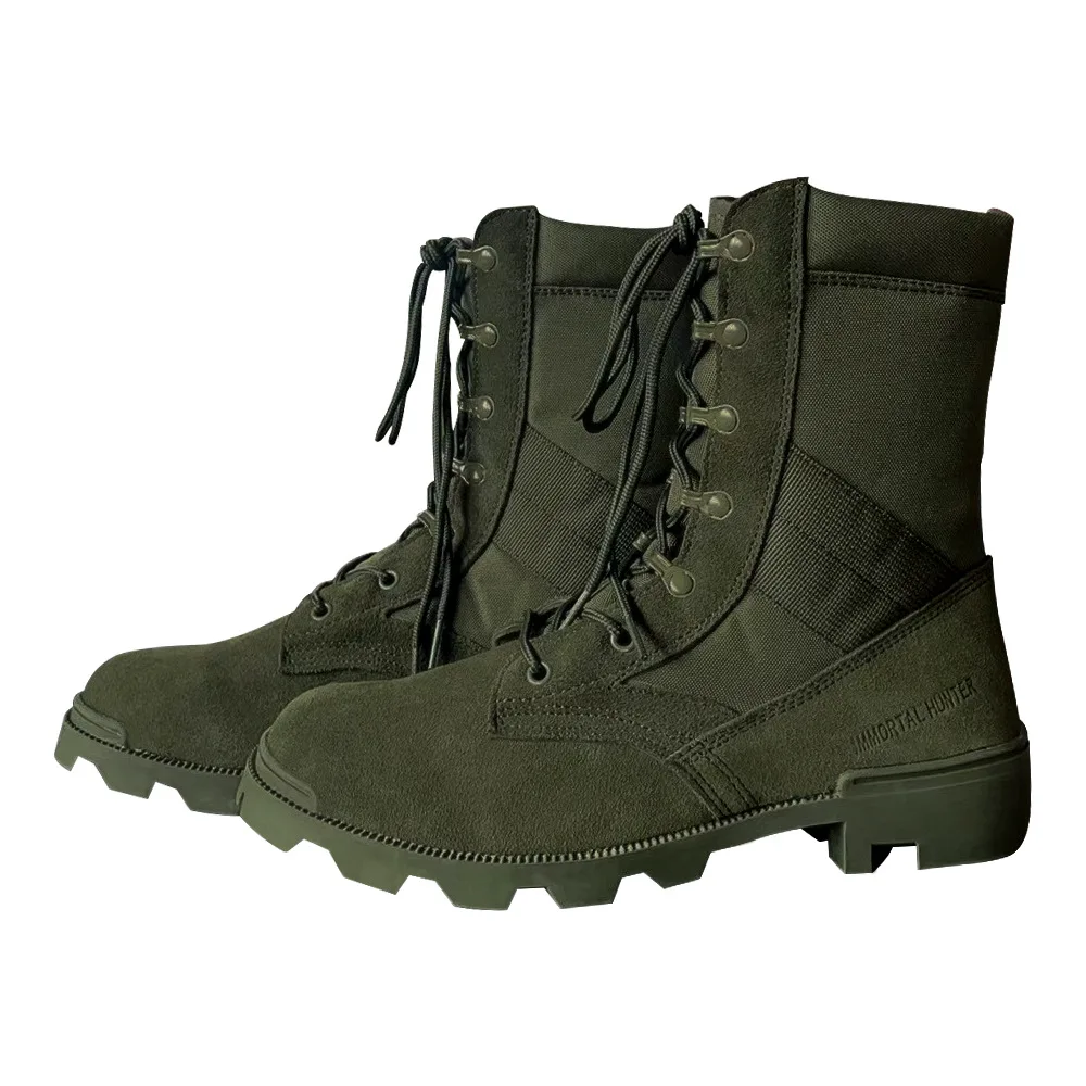 Custom Professional Coyote Jungle Grain Leather Outdoor Hunting Tactical Wholesale Combat Boots rubber outsole panama jack