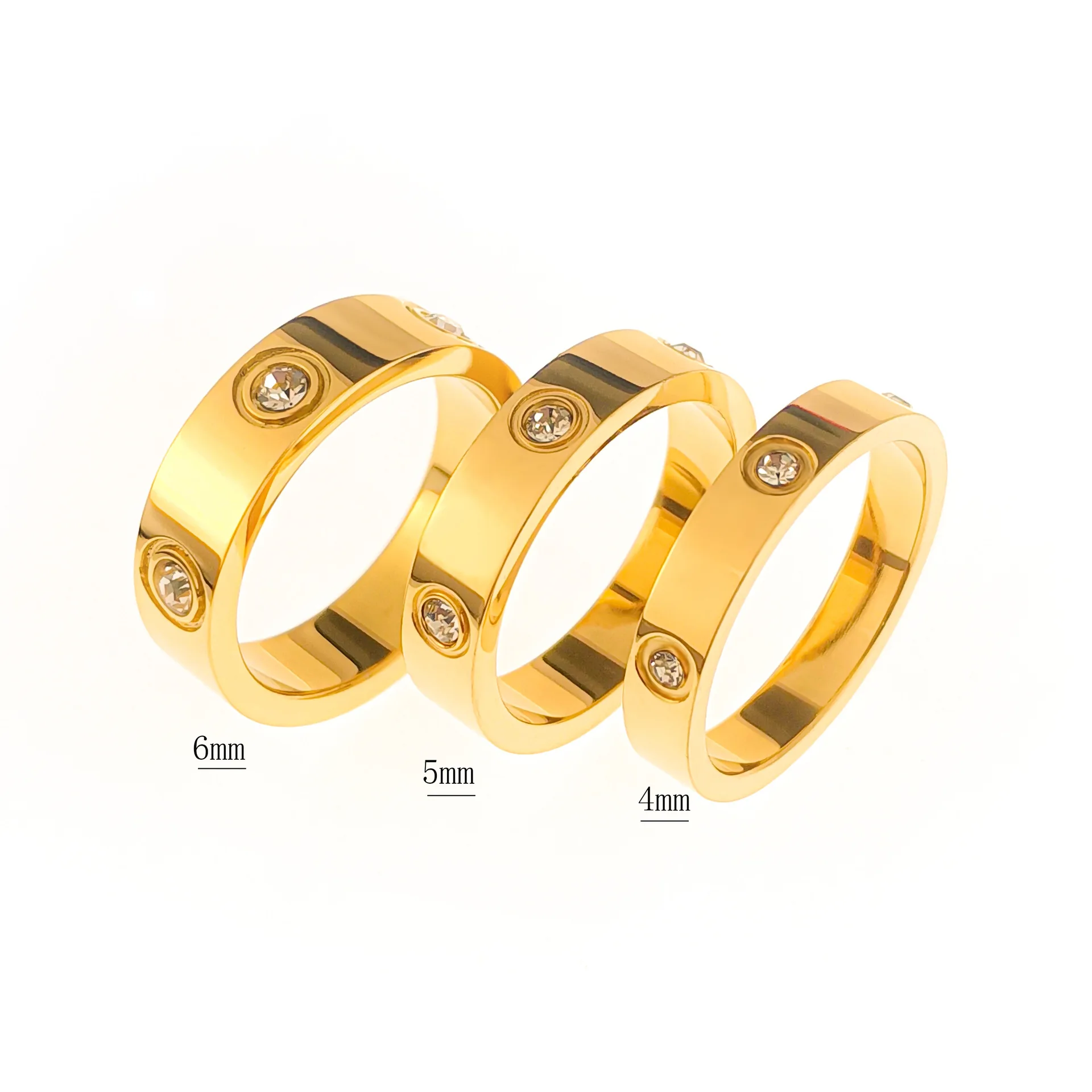 Высококачественное кольцо из полированной титановой стали 14k позолоченные женские кольца с бриллиантами
