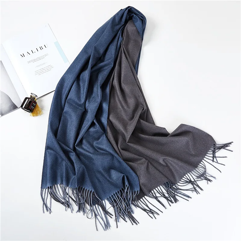 70*200 fashion solid double sided long pashmina winter scarves shawl with tassel solid soft  winter cashmere shawl for woman