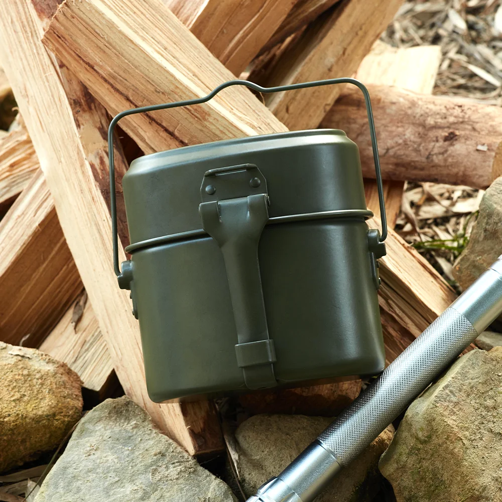 Customized 3Pcs Outdoor Camping Light Weight Mess Kit Aluminum Mess Tins Canteen