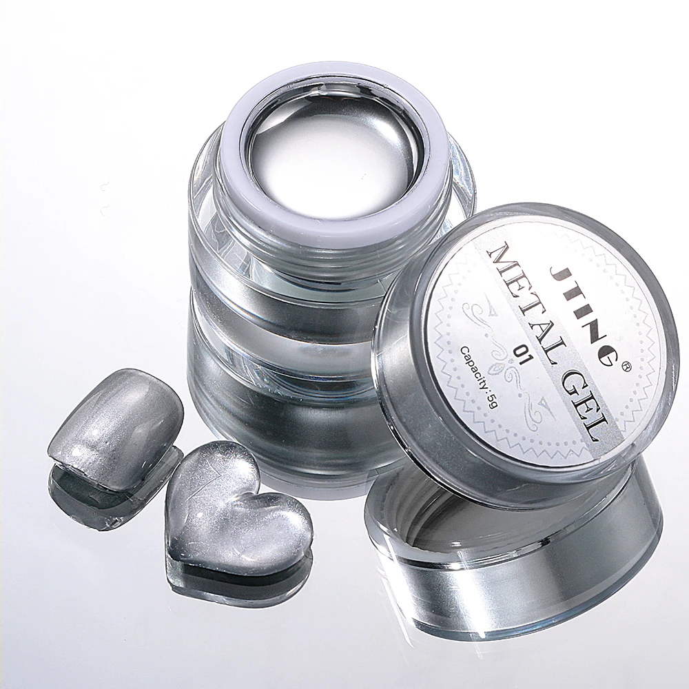 JTING Unique custom 12colors metal painting gel polish with silver jars 5g OEM private brand Top quality Metallic gel polish