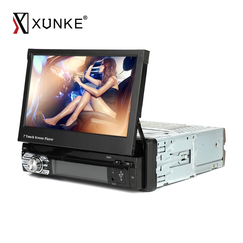 9601 1 din 7 inch Retractable Touch Screen Mirror Link Car MP4 MP5 Radio video Player