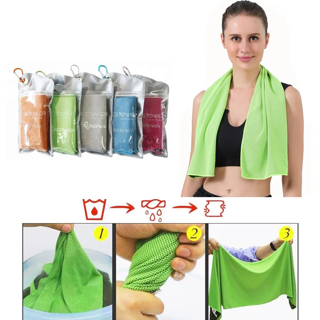 Охлаждающее полотенце оптом с логотипом из микрофибры, переработанное прохладное полотенце с мгновенным охлаждением