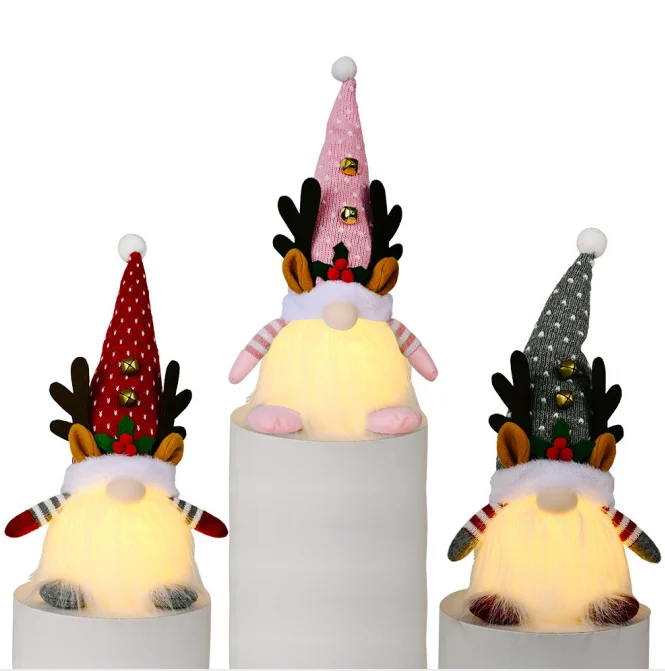 2021 New Christmas Faceless Gonks Ornaments LED Night Light Reindeer Horns Tomte Elf Dwarf Glowing Gnome