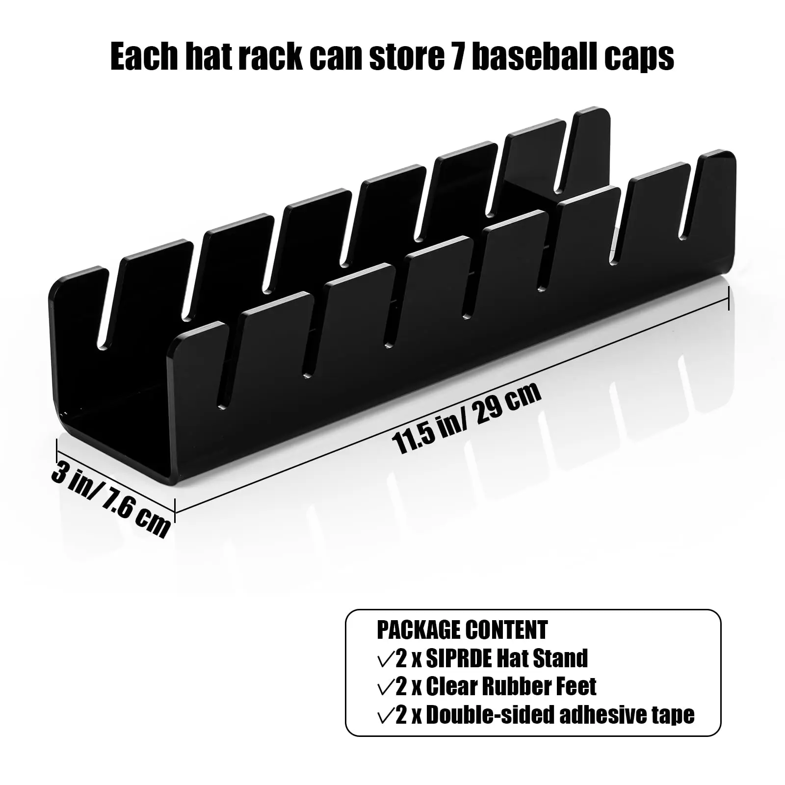 Hat Organizer for Baseball Caps 2 Pack - Acrylic Hat Holder for 14 Baseball Caps, No Install Hat Display Stand for Bedroom