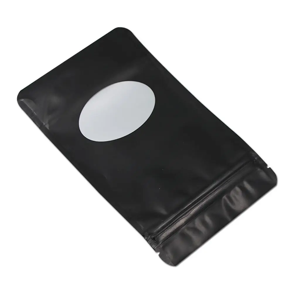 
Stand Up Matte Black Pure Aluminum Foil With Clear Window Food Storage Packaging Bag Zip Lock Grip Seal Pack Bag 