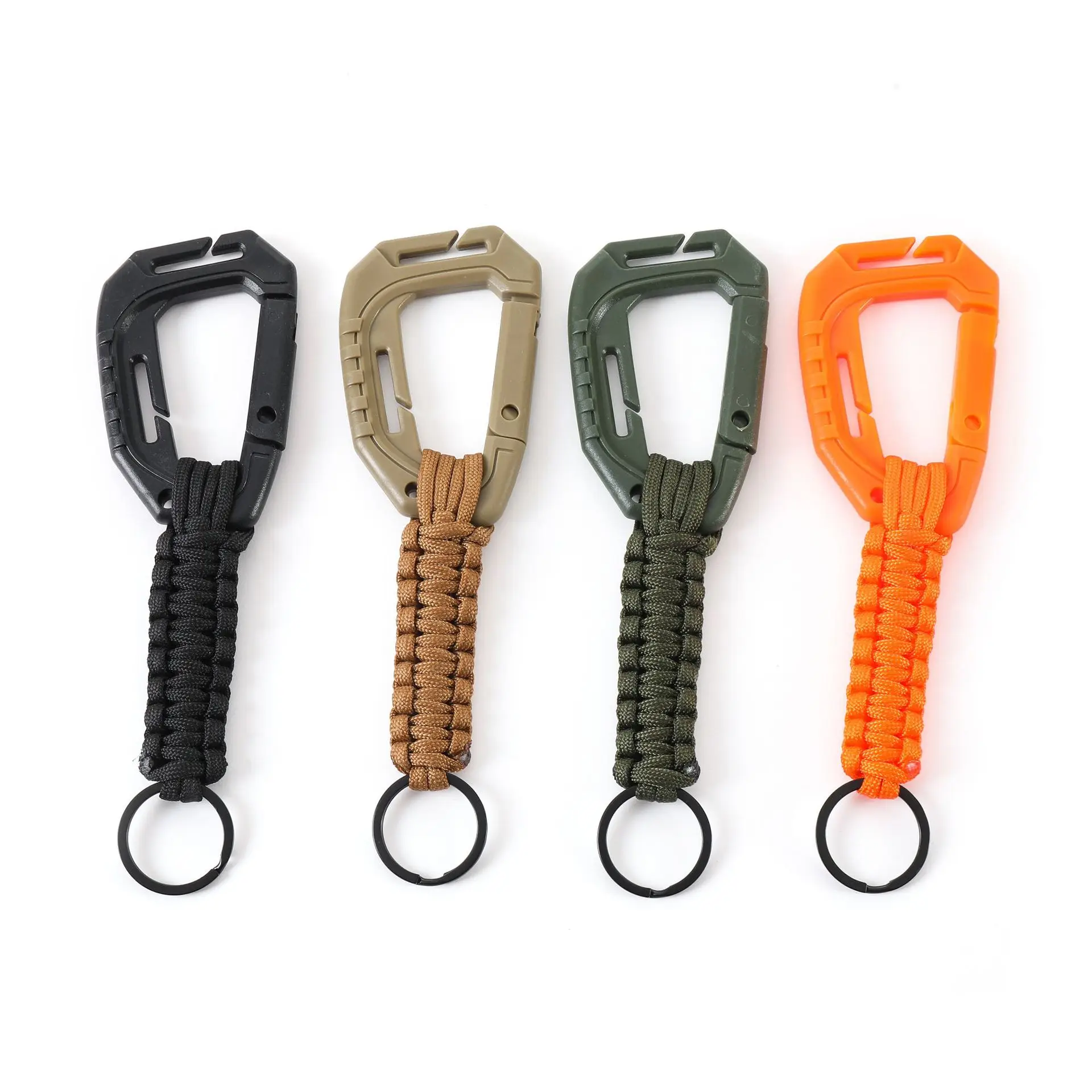 JKDSK-018 New Style Paracord Lanyard Outdoor 550 Paracord Survival Keychain with Plastic Carabiner