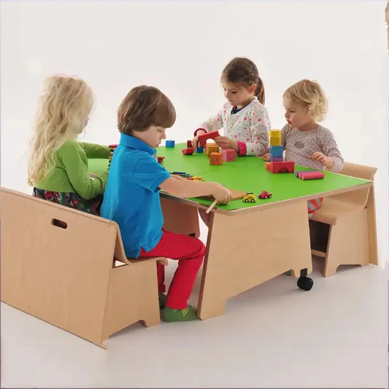 Montessori Preschool Classroom Furniture Nursery Kids Wood Chair And Tables Set