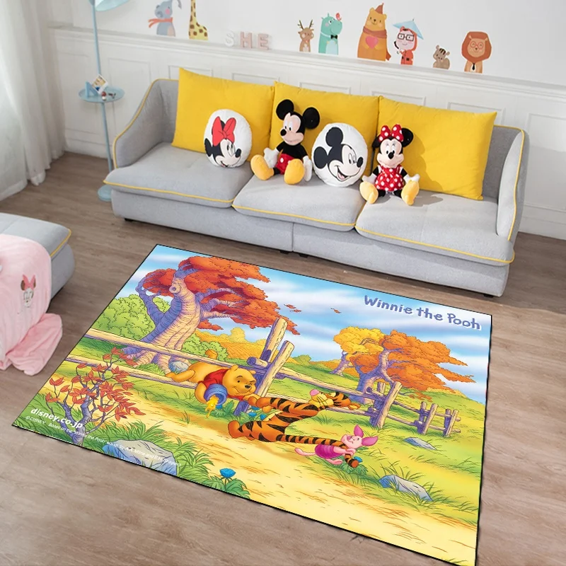 Anti slip printed crystal diamond velvet polyester cartoon mickey mouse children carpet rug for kids room living room