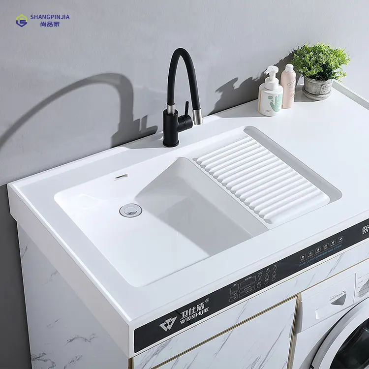 Stainless steel single basin bathroom washing machine smart cabinet With drying function