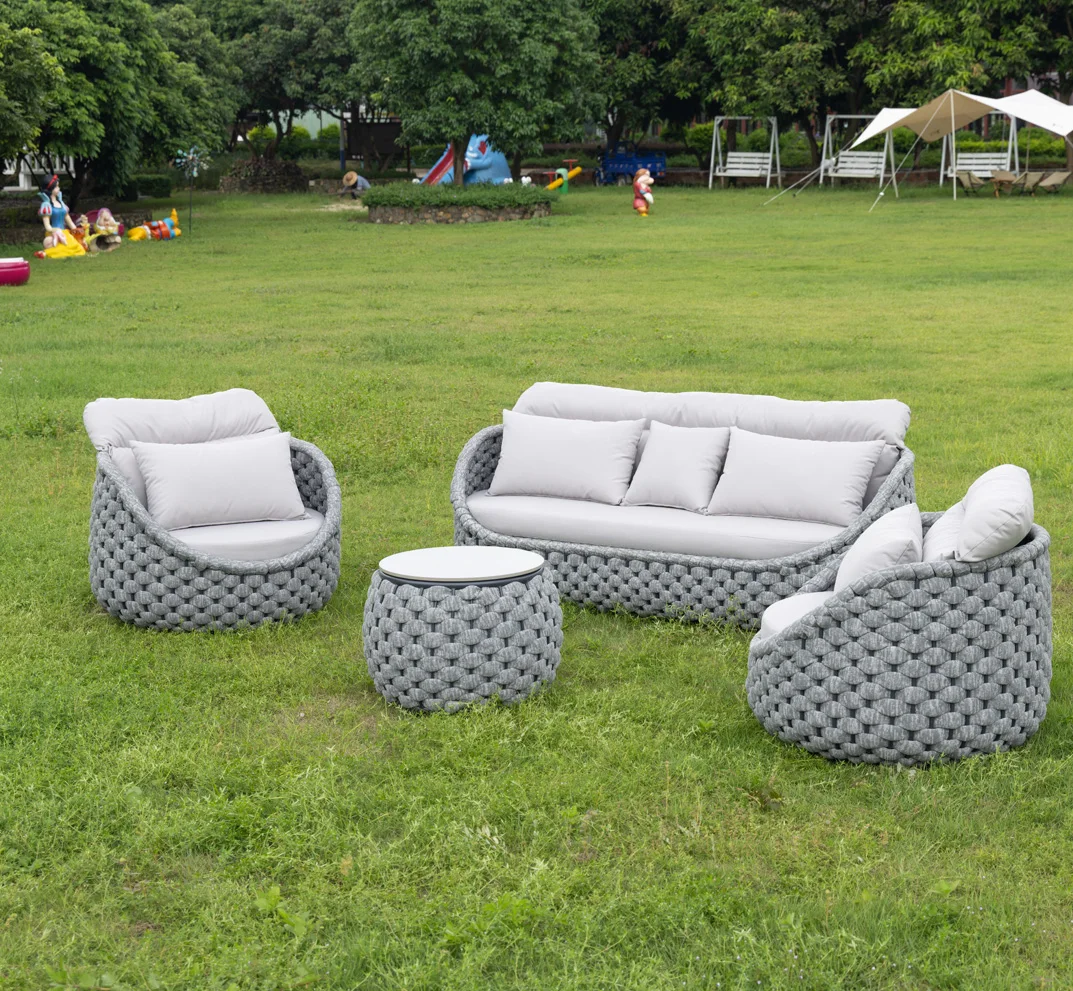 Terrace outdoor balcony furniture rope weaving outdoor lounge furniture garden sofa set