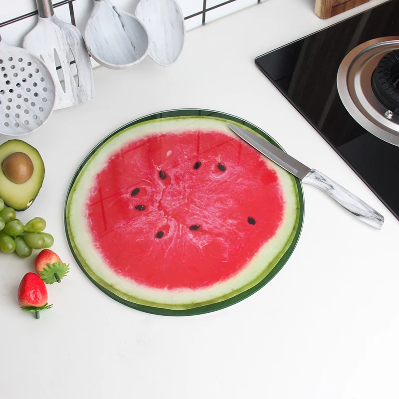 Durable Using Low Price Glass Custom Watermelon Shape Cutting Board