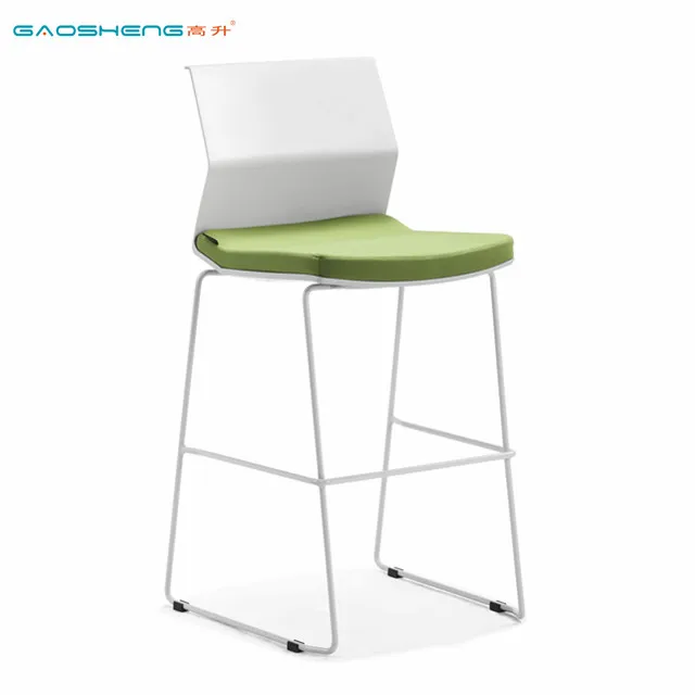Contemporary colorful luxury design factory price promotion sled base high steel bar chair fabric seat covers metal bar stool
