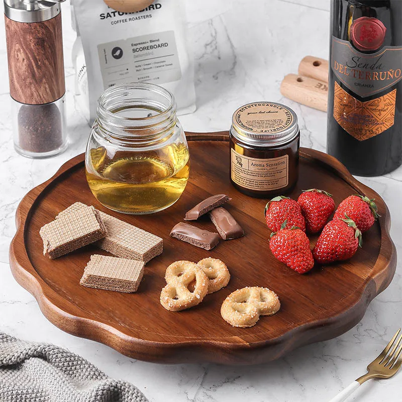 Rotating tray seasoning storage tray Amazon cross-border spot Acacia Wood