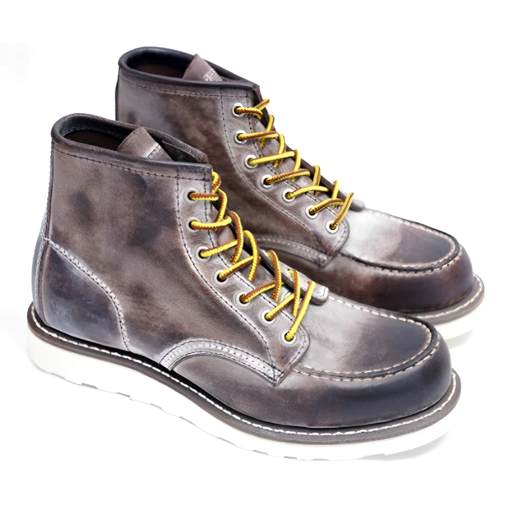 Trendy Genuine Leather Casual Boots Lace-up Gray Breathable Waterproof Outdoor Chukka Shoes for Men Customize Logo