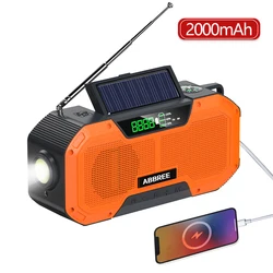ABBREE Emergency Radio IPX5 Waterproof Auto Scan Solar Portable Radio with LED Flashlight Reading Lamp SOS Cell Phone Charger