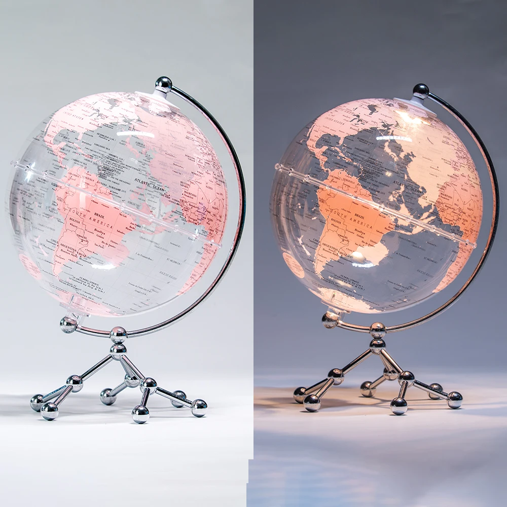 Wellfun Stable Heavy Metal Base Clear World Hot New Product Novelty Gifts Globe Earth Globe Decor Globe