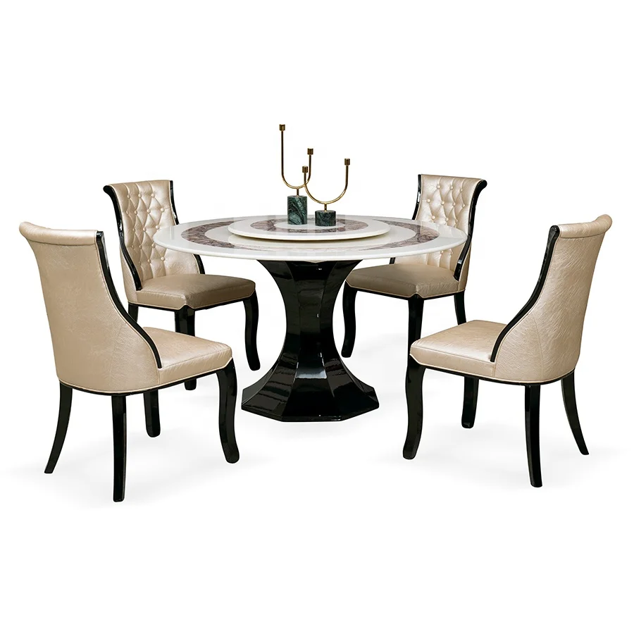 Классический обеденный набор, Лидер продаж, античный деревянный обеденный стол, круглый обеденный стол с вращающимся центром