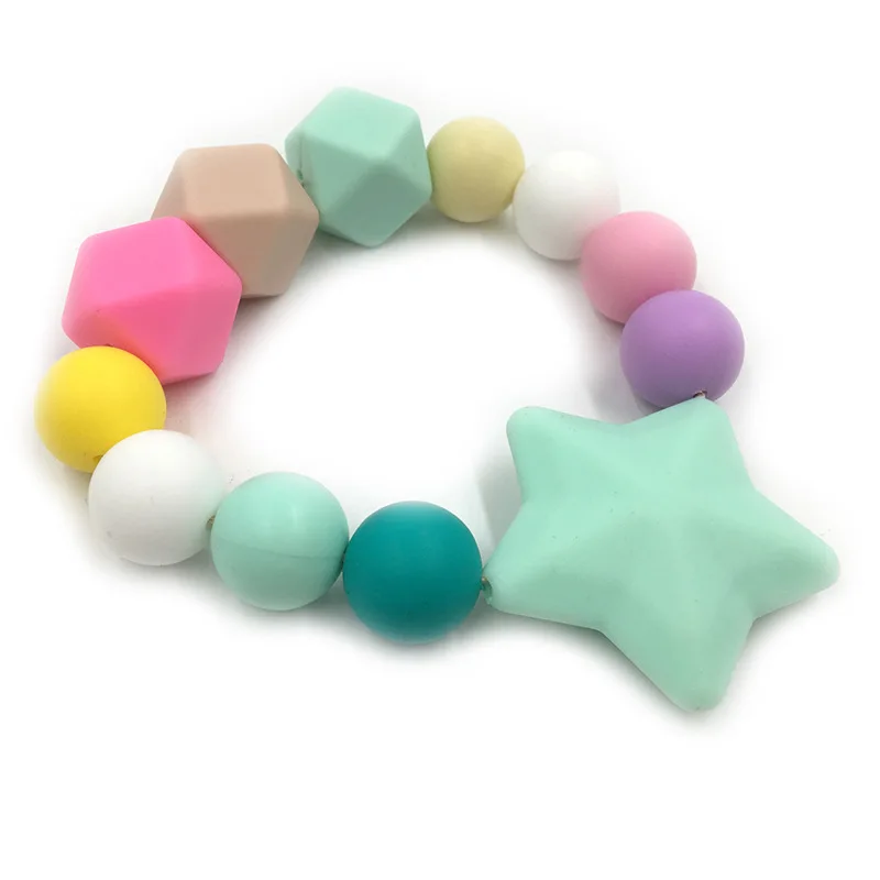 Wholesale Safe Infant Food Grade Silicone Beads Molars Bracelet Baby Teething Pacifier Teether Bracelet factory sell