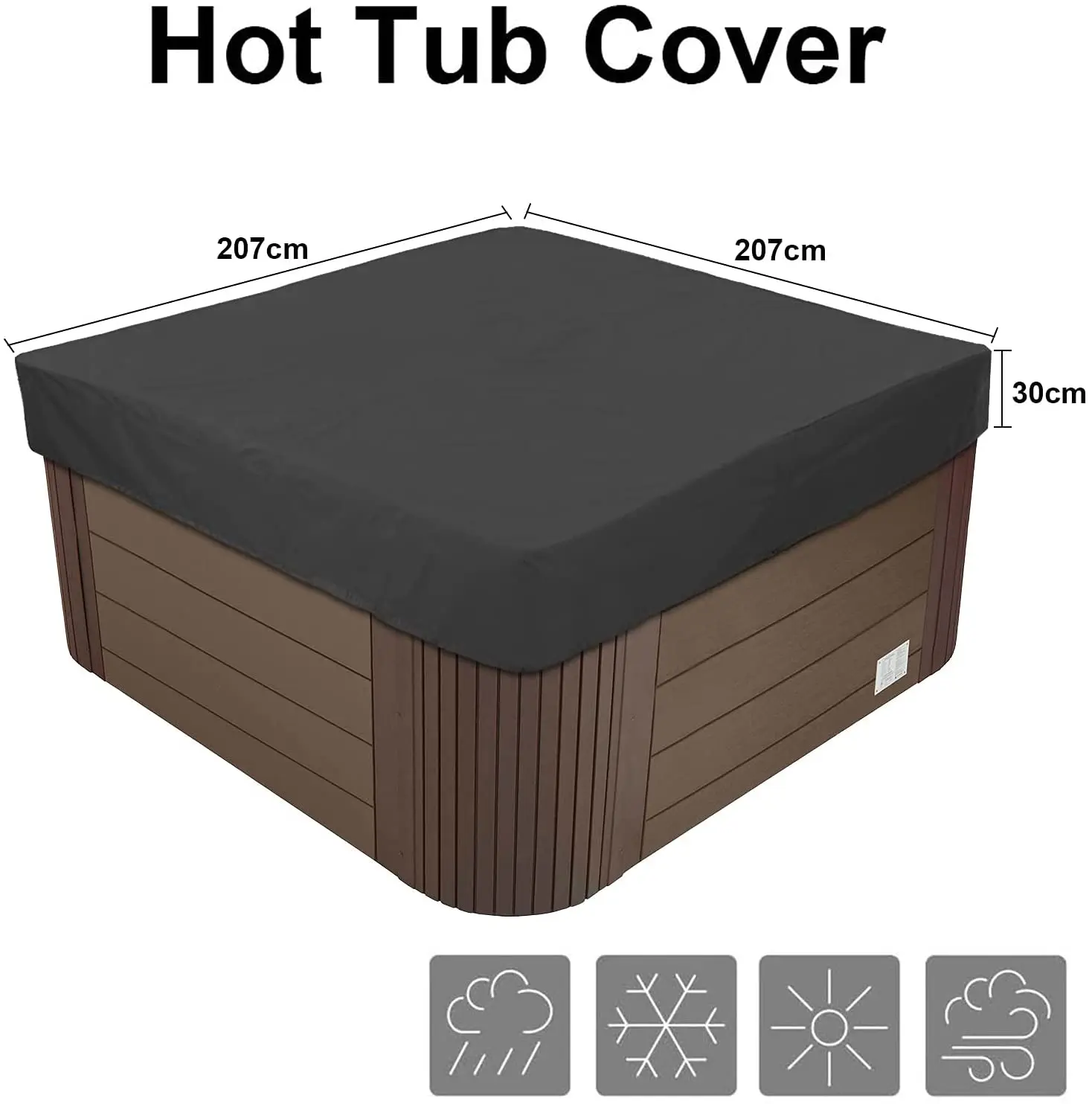 2022 Square Hot Tub Cover Cap 210D Oxford Fabric Waterproof UV Protection Outdoor SPA Cover for Hot Tub cover